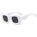 Funny thick white frame inflatable style square sunglasses with dark grey lenses - D18 Z-2 / White Frame Gray Lens