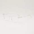 Retro transparent blue light blocking glasses with gold H-hinge detail in minimalist style - Transparent Frame