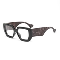 Modern thick-frame square glasses with dark marble textured temples on white background - Black Frame Wood Grain Legs