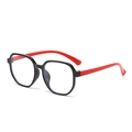 Fashionable square black and red bicolor eyeglass frames for teens and students - Black Frame Red Leg