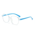 Kids square blue light blocking glasses with clear frames and bright blue temples - Transparent Frame Blue Temples