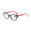 Occhiali da lettura cat-eye con montatura nera e aste rosse, anti luce blu, vista 45 gradi - +350 / Montatura Nera Stanghetta Rossa