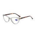Occhiali da lettura cat-eye, montatura chiara, aste tartarugate, filtro blu di +2,00 - +350 / Montatura Grigia Traslucida Aste Tartarugate