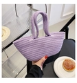 Handcrafted purple cotton rope woven handbag with spiral texture for summer casual outings - Small Purple