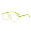 Lunettes anti-lumière bleue enfant monture carrée jaune et branches vert fluo - Monture Verte Transparente Branche Verte