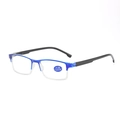 Occhiali da lettura quadrati sfumati blu con lenti anti-luce blu e cerniere a molla - +350 / Blu Sfumato