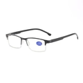 Occhiali da lettura uomo alla moda anti-luce blu con cerniere a molla e montatura squadrata - +350 / Sfumato da Nero a Trasparente