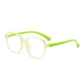 Teenager square glasses with transparent lemon yellow frames and bright green temples - Transparent Green Frame Green Leg