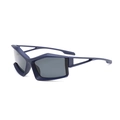 Futuristic matte blue geometric sunglasses with grey lenses and hollow triangle frame - Blue Frame Grey Lens