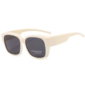 Polarisierte Oversize-Sonnenbrille in Creme mit Retro-Rahmen und dunklen Gläsern - D18 Z-2 / Beigefarbener Rahmen Graue Gläser (Polarisiert)