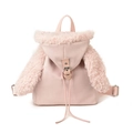 Süßer rosa Plüsch-Hasen-Rucksack mit Kunstlederbesatz und verstellbaren Trägern für Mädchen - Rosa
