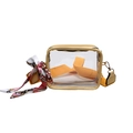 Transparent PVC jelly bag with yellow trim and floral scarf on a white background - Yellow