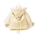 Süßer Plüschrucksack in Beige mit Hasenohren aus Kunstleder und weichem Lammfell-Besatz - Weiß
