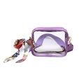 Purple transparent jelly crossbody bag with stylish silk scarf and wide strap - Purple