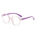 Montatura per occhiali anti-luce blu bicolore rosa e viola per bambini e ragazzi - Montatura Viola Trasparente Aste Viola (C2)