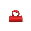 Borsa da sera cilindrica rossa con manico a onde e tracolla a catena dorata - Rosso