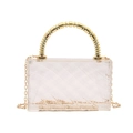 Bolso de noche transparente de acrílico con diseño acolchado y asa de cuentas doradas - Estilo 1 Transparente