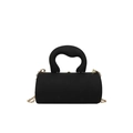 Elegante borsa a cilindro nera opaca con manico scultoreo e catena dorata - Nero