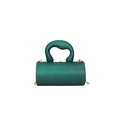Clutch da sera cilindrica verde smeraldo in acrilico con manico e catena dorata - Verde