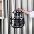 Détail du sac à dos étanche en PVC transparent avec poche en maille noire renforcée - Sac Unique / Noir