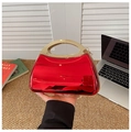 Elegante borsa da sera rossa a specchio con manico in metallo dorato per party - Rosso