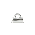 Macro shot of silver mirror-finish cylindrical evening bag with organic handle and chain - Silver