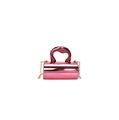 Pink metallic cylinder evening bag with gold chain strap and top handle design - Rose Red