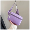 Detailansicht der fliederfarbenen Kinder-Gürteltasche mit weißem Reißverschluss-Detail - Lila