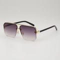 Square gold metal browline sunglasses with purple gradient lenses and black temples - Gradient Grey