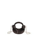 Mini acrylic evening bag with metallic gunmetal texture and golden crossbody chain - Black