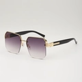 Lunettes de soleil oversize polygonales avec verres dégradés violets et monture dorée - Gris Dégradé