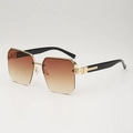 Lunettes de soleil polygonales en métal doré avec verres dégradés marron et demi-cerclées - Thé Dégradé