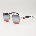 Lunettes de soleil polygonales dorées avec verres dégradés bleu-rose et métal - Dégradé Bleu à Brun