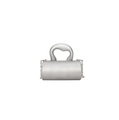 Détail d'un mini sac à main cylindrique argenté avec poignée épaisse et chaîne fine - Argenté