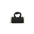 Détail d'un mini sac cylindrique noir avec poignée ronde et chaîne dorée fine - Noir