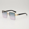 Fashionable metal semi-rimless sunglasses with blue-purple gradient lenses and gold frames - E01 Y-3 / Green to Pink Gradient