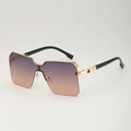 Fashion oversized sunglasses with purple gradient lenses and gold heart hinge detail - Grey Orange Gradient