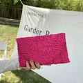 Pochette in paglia di mais intrecciata a mano color magenta per vacanze estive al mare - Rosa Rosso