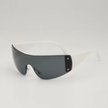 Lunettes de soleil sport Y2K pour enfants avec monture mate blanche et verre unique - Monture Blanche Verres Gris