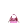 Metallic pink acrylic evening bag with geometric 3D texture and gold chain strap - Pink