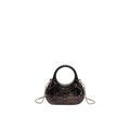 Detail of metallic bronze acrylic box bag with 3D geometric texture and gold chain - Black