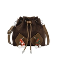 Braune Wildleder-Beuteltasche mit Zierschals und verstellbarem Schultergurt - Braun