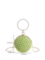 Spherical green polka dot evening bag with a rhinestone ring handle and gold chain strap - Green