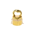 Modern gold cylindrical bucket bag with mirror finish and designer top handle - Gold