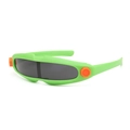 Futuristic kids sports sunglasses in neon green and orange with wrap-around lenses - Green Frame