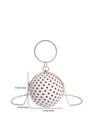 Polka dot ball handbag with rhinestone circular handle and golden chain strap - White