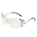 Fashion rimless wrap sun glasses with silver snake metal temples and gray lenses - One Size (D06 Y-4) / Silver Frame Light Mercury