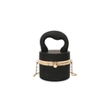 Minimalist black matte cylinder bag with gold ring clasp and chain strap - Black
