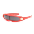 Kids cyberpunk red frame sports sunglasses with dark grey lenses for UV protection - Red Frame