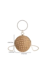 Polka dot spherical handbag in khaki with diamond metal ring handle and gold chain strap - Brown